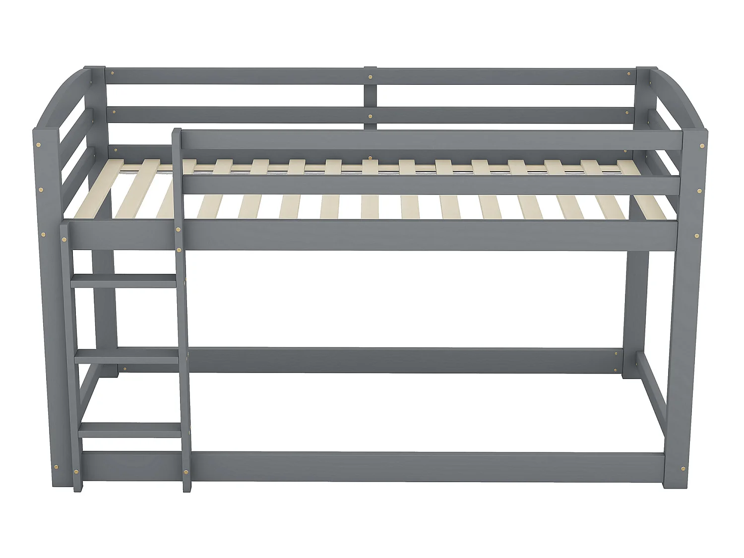 Lit superposé en pin avec barrières anti-chutes + échelle - 90x200cm - Gris