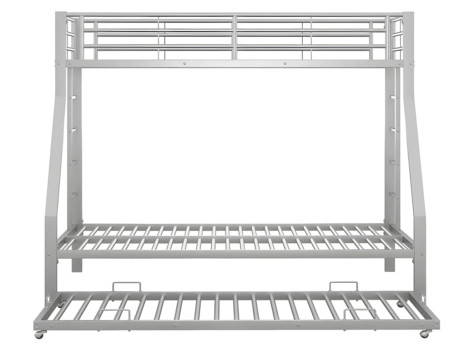 Lit superposé avec échelle - 90x200cm + 140x200cm - cadre en métal - Argenté