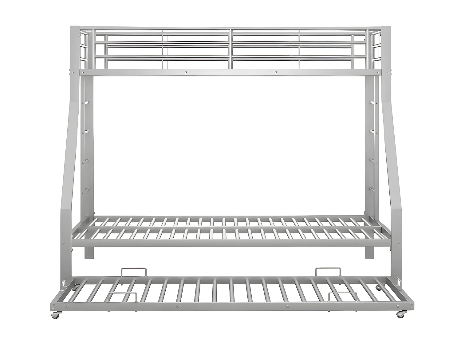 Etagenbett mit Leiter – 90 x 200 cm + 140 x 200 cm – Metallrahmen – Silber