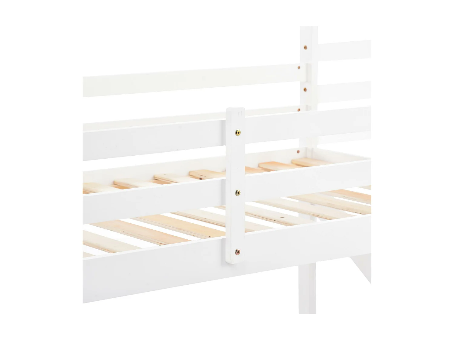 Litera tipo cabaña de madera de pino - 90x200 cm - con escaleras - Blanco