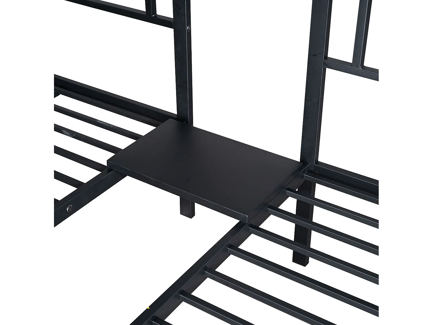 Dreifaches Etagenbett 3x90x200cm mit Leiter und Tablett - Metallrahmen - Schwarz