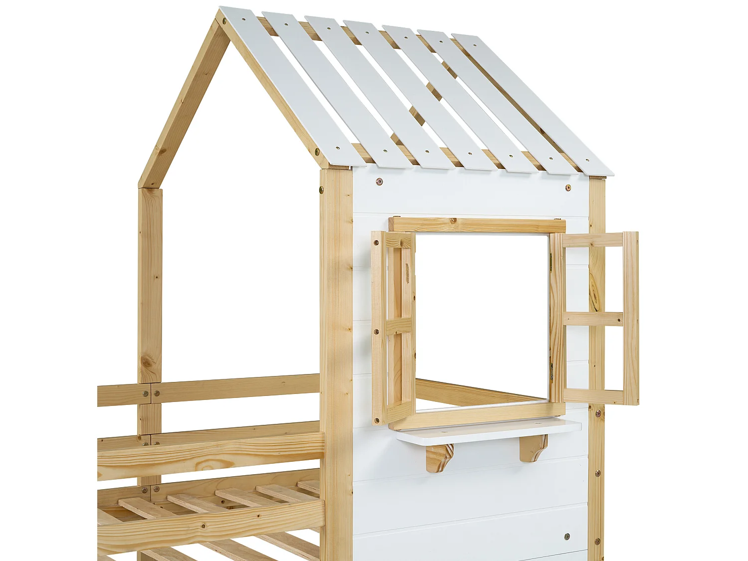 Etagenbett 90x200 cm aus Massivholz - mit Lattenrost - Natur