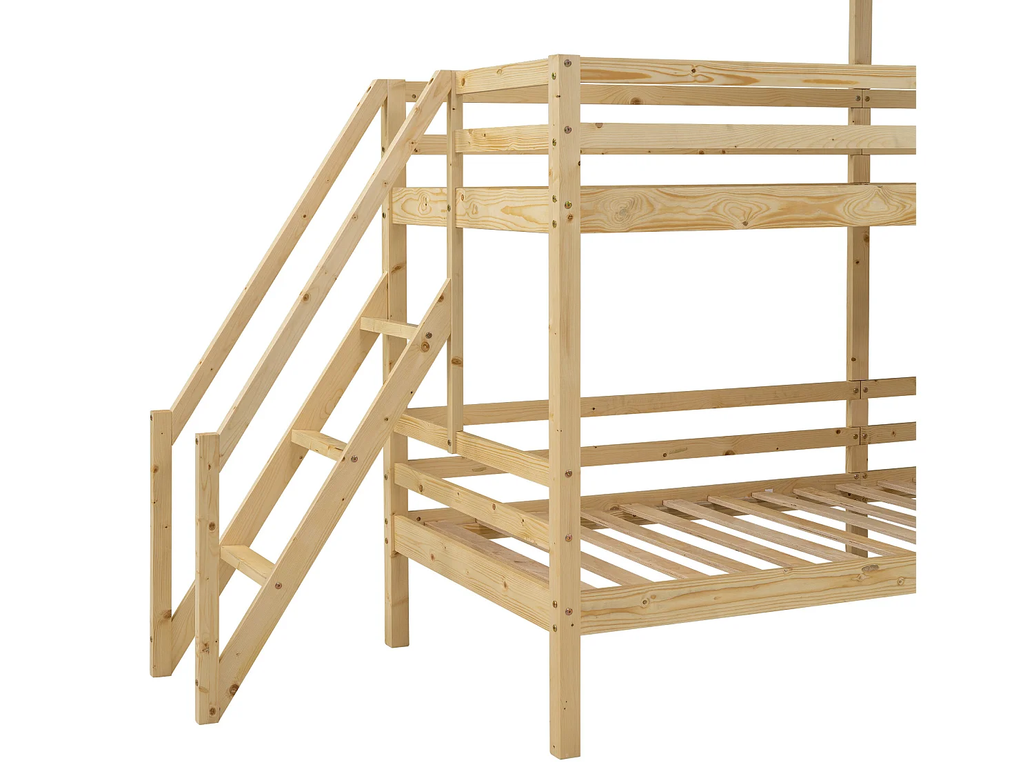 Etagenbett 90x200 cm aus Massivholz - mit Lattenrost - Natur