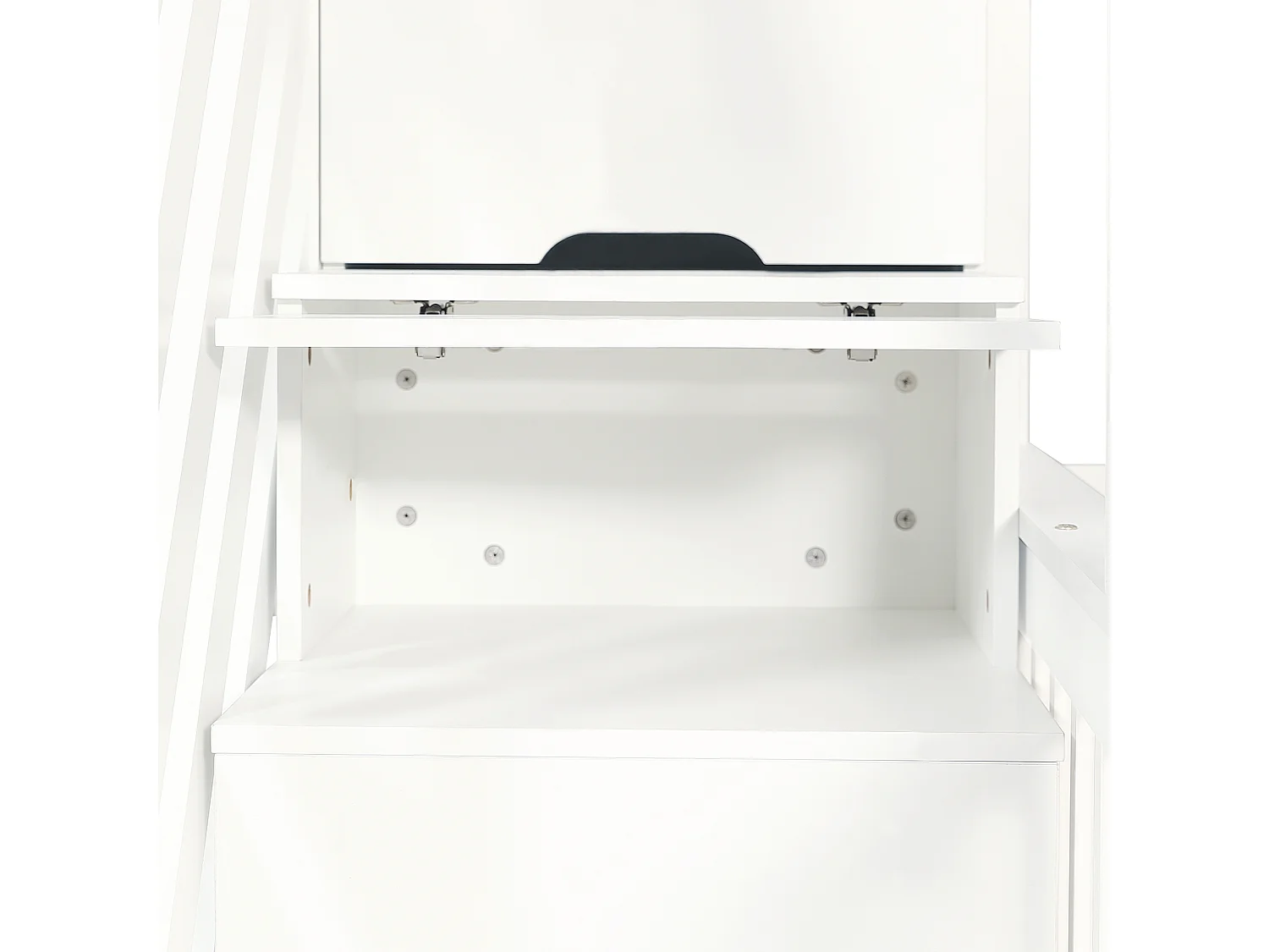 Lit mezzanie 90x200cm+120x200cm en pin massif avec table et canapé + sommiers à lattes - Blanc