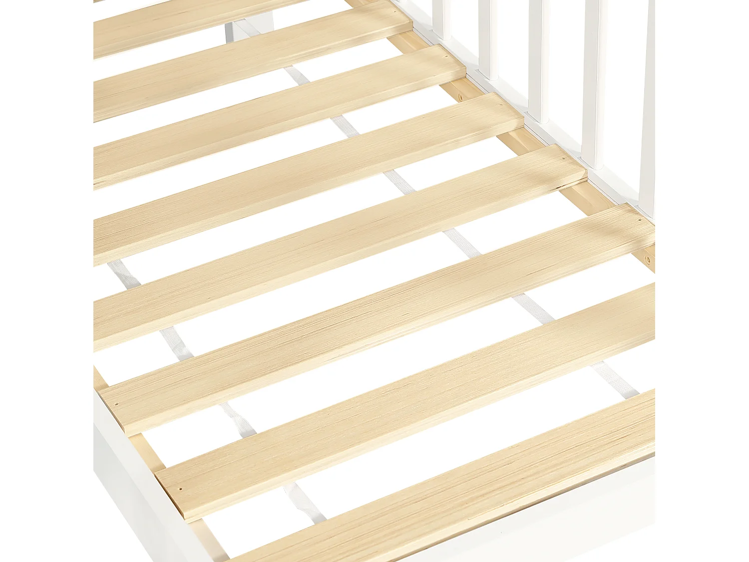 Lit mezzanie 90x200cm+120x200cm en pin massif avec table et canapé + sommiers à lattes - Blanc