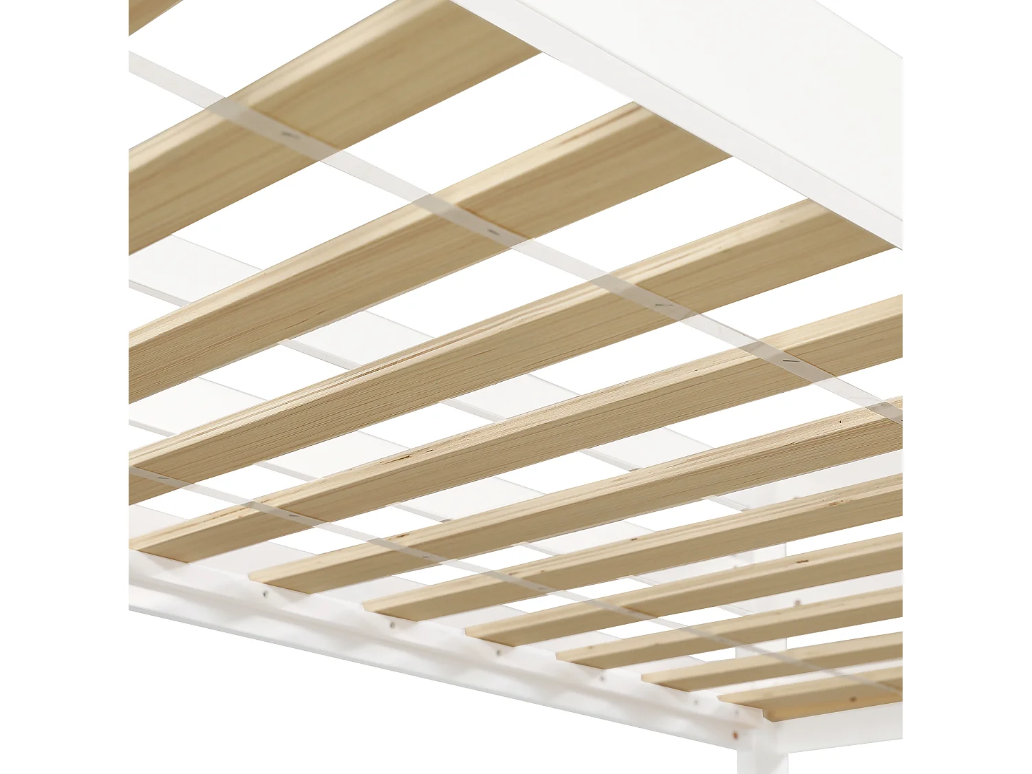 Lit superposé en bois massif - 90x200 cm - avec barrières de sécurité - Blanc