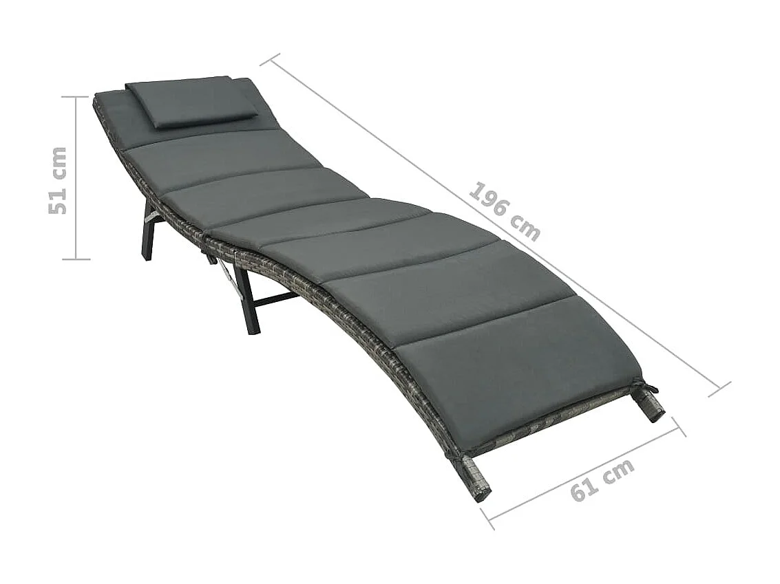 Transat chaise longue bain résine grise 196 x 61 x 51 cm 02_0012855