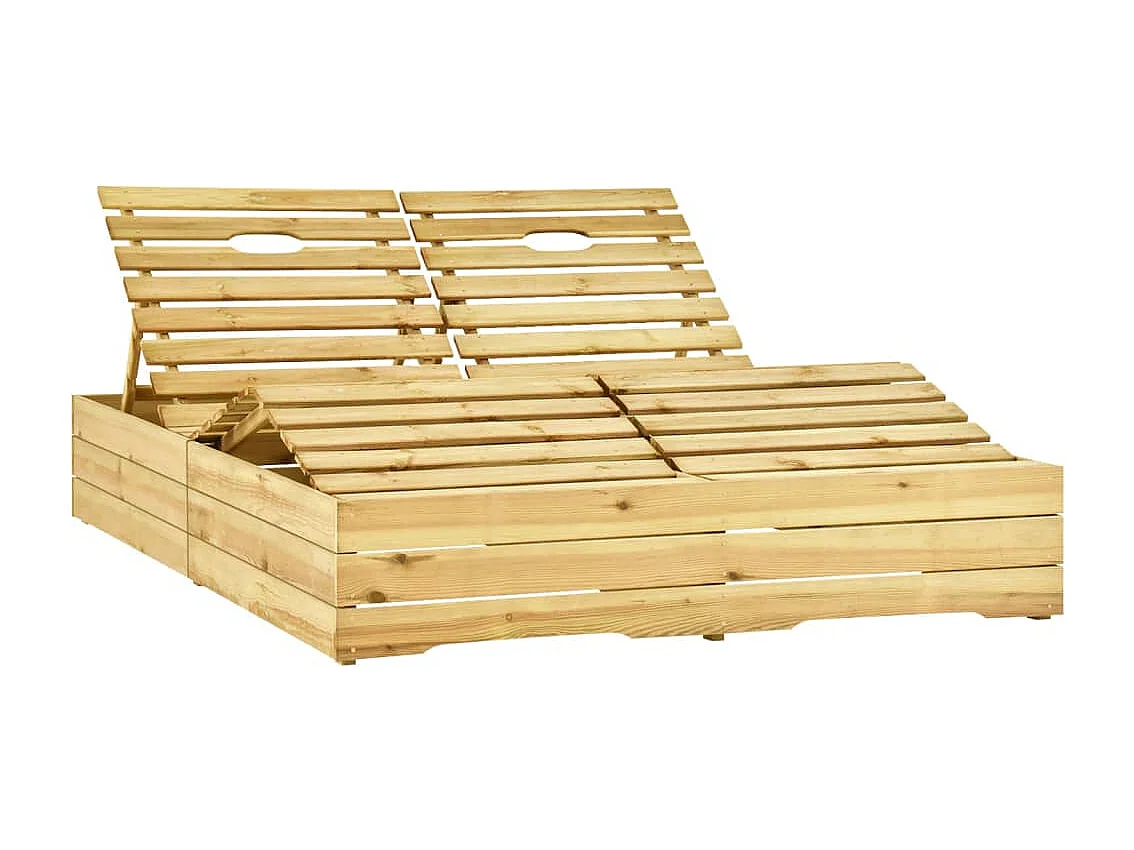 Sdraio sedia a sdraio lettino lettino da giardino terrazza doppi mobili da esterno e cuscini color crema legno di pino impregnato 02_0012752