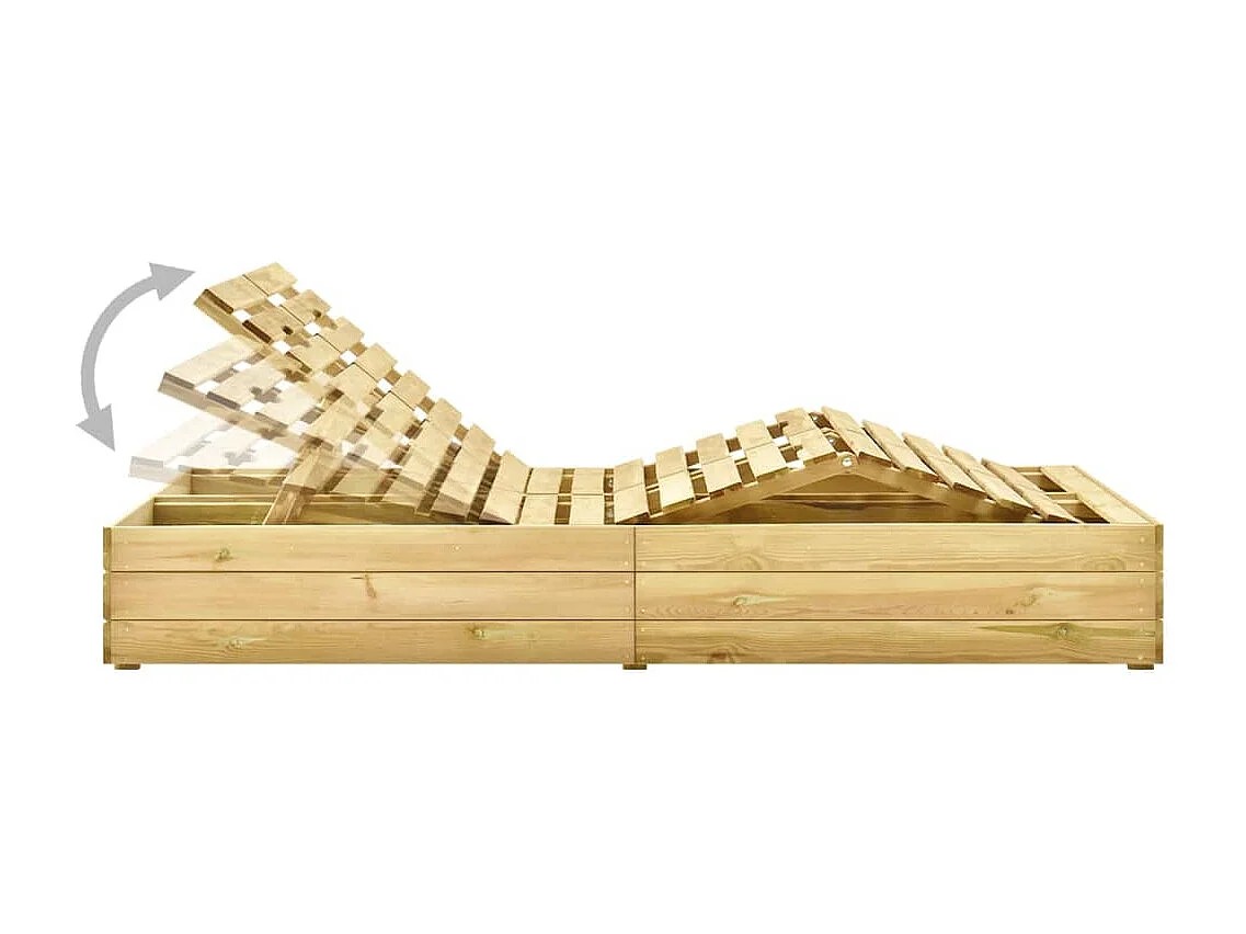 Sdraio sedia a sdraio lettino lettino da giardino terrazza doppi mobili da esterno e cuscini color crema legno di pino impregnato 02_0012752