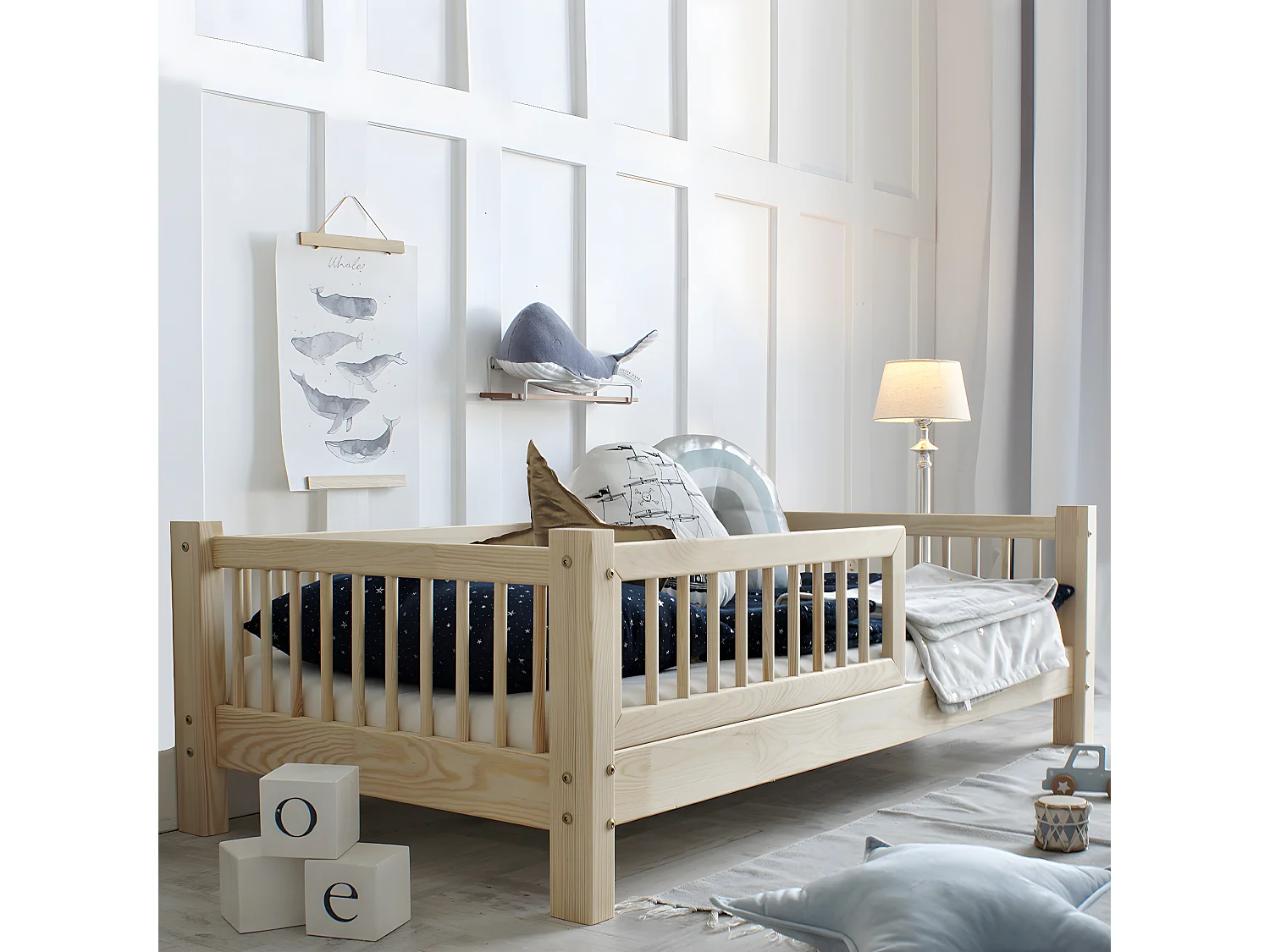 Cama 90x190 com pés de 10 cm Adèle Bois