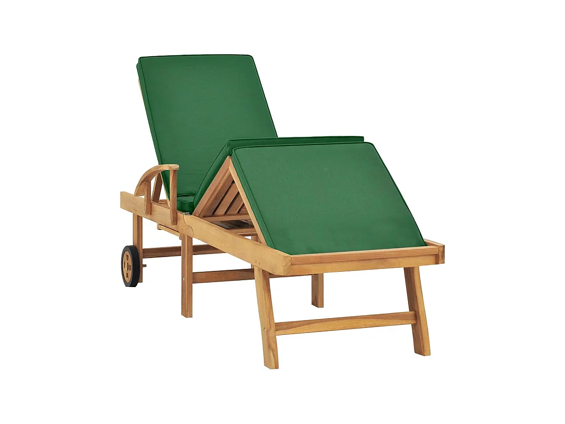 Espreguiçadeira espreguiçadeira para banhos de sol cama de jardim terraço móveis de exterior com almofada madeira maciça de teca verde 02_0012432