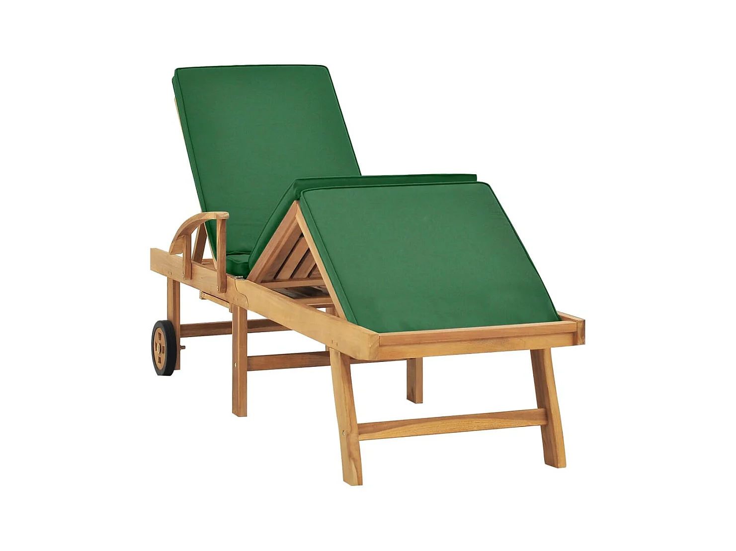 Espreguiçadeira espreguiçadeira para banhos de sol cama de jardim terraço móveis de exterior com almofada madeira maciça de teca verde 02_0012432