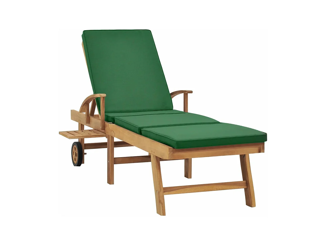 Espreguiçadeira espreguiçadeira para banhos de sol cama de jardim terraço móveis de exterior com almofada madeira maciça de teca verde 02_0012432