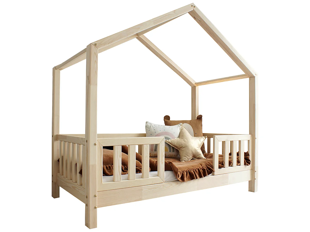 Beddenkast 90x190 inclusief hekken en lattenbodem met 10 cm poten Roxane Bois