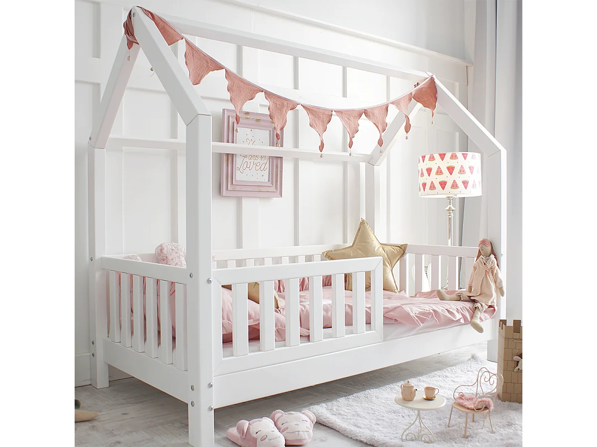 Bed 90x200 barrier en boxspring inclusief poten 10 cm Daisy Wit