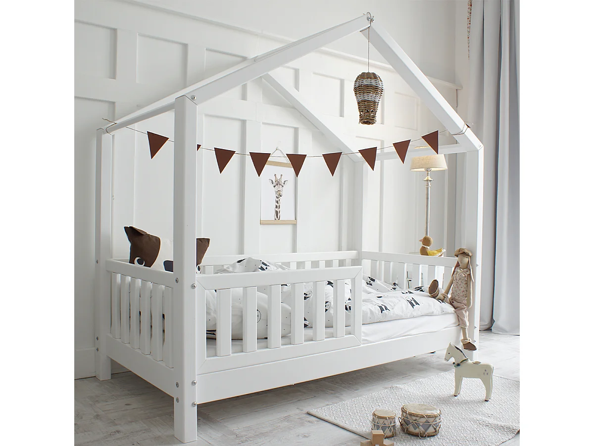 Beddenkast 90x190 inclusief barrière en lattenbodem met 10 cm poten Roxane Wit