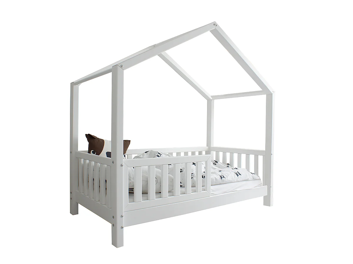 Beddenkast 90x190 inclusief barrière en lattenbodem met 10 cm poten Roxane Wit