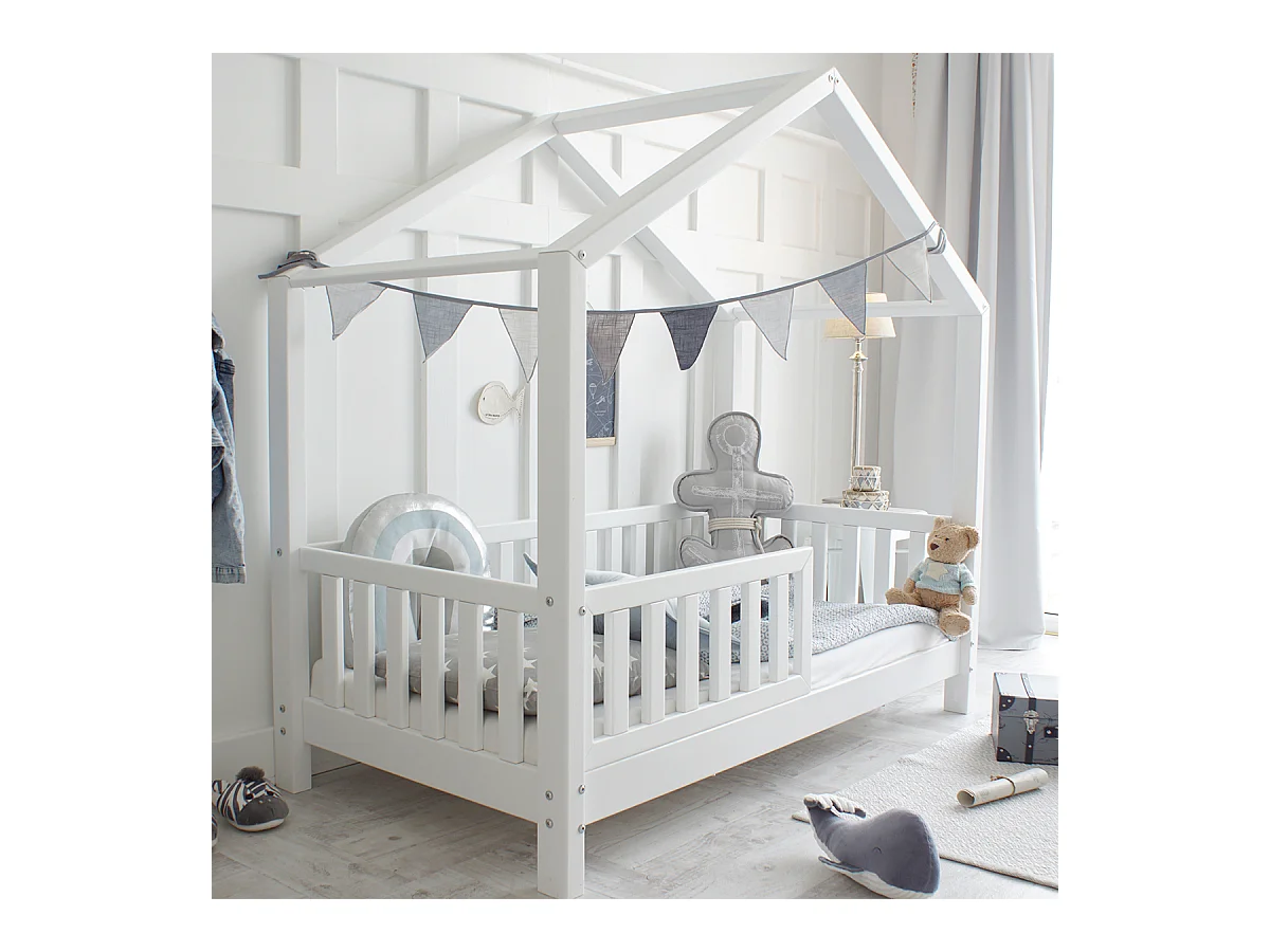 Beddenkast 90x190 inclusief barrière en lattenbodem met 10 cm poten Roxane Wit