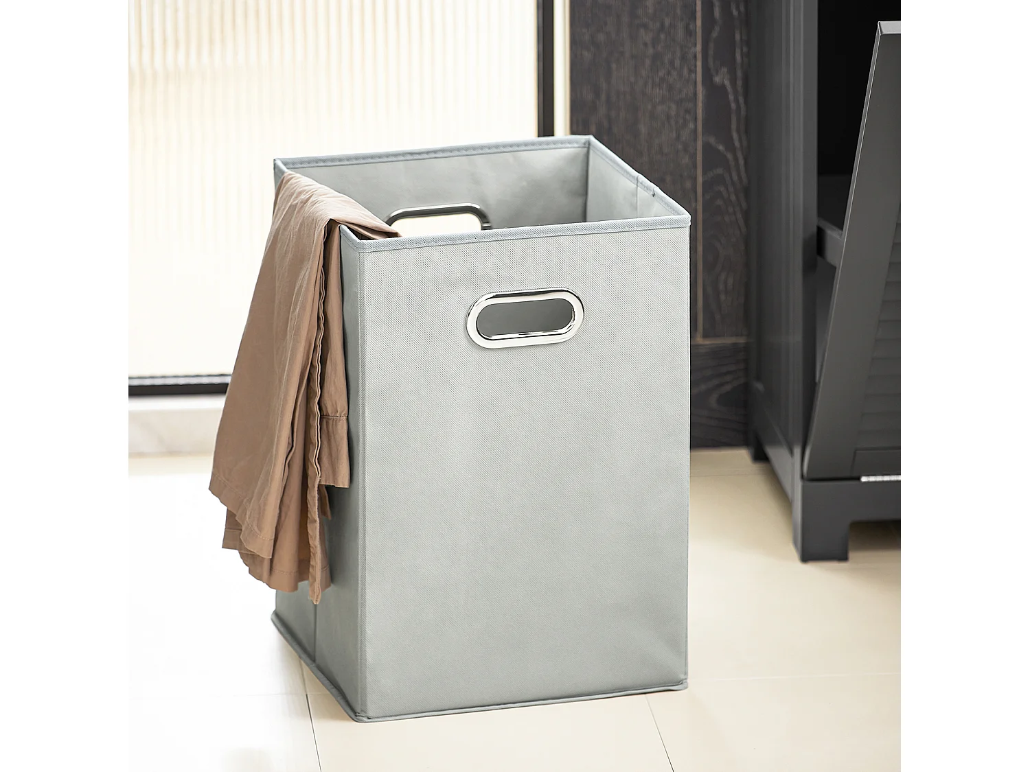 Armario para Ropa Sucia Mueble Multifuncional para Baño con 1 Cesto y 1 Cajón Gris 40 x 38 x 90 BZR73-DG SoBuy ES