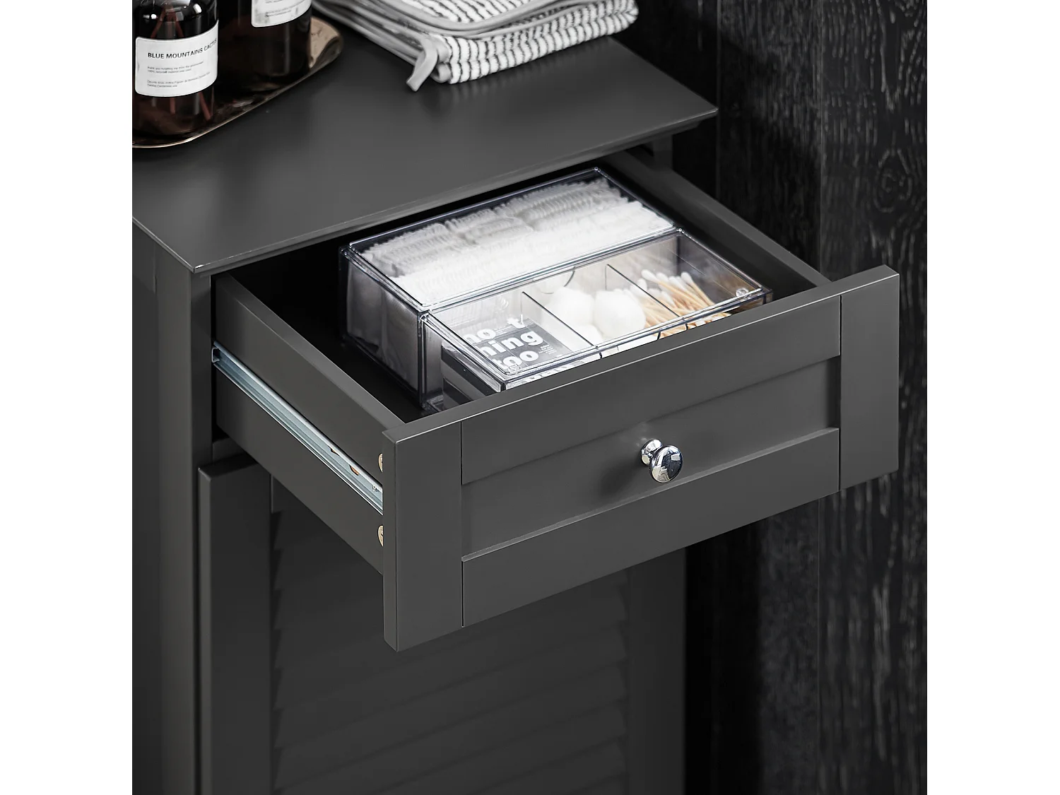 Armario para Ropa Sucia Mueble Multifuncional para Baño con 1 Cesto y 1 Cajón Gris 40 x 38 x 90 BZR73-DG SoBuy ES