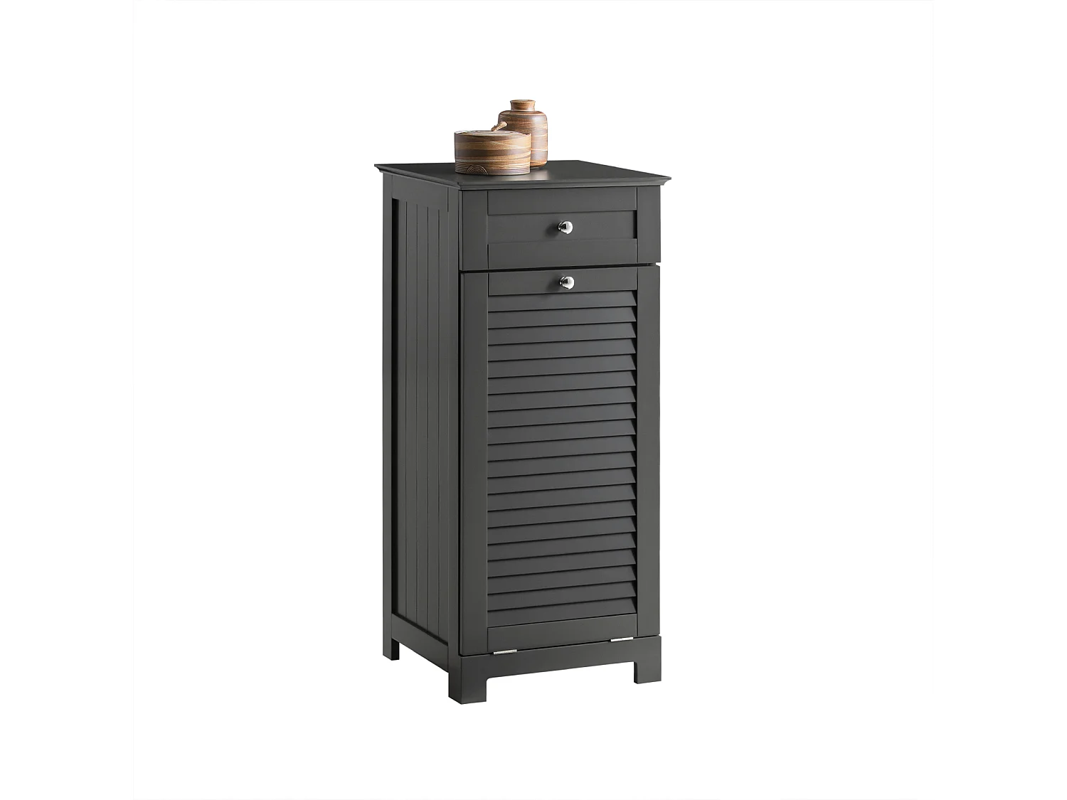 SoBuy Meuble Bas de Salle de Bain Armoire Toilette avec 1 Tiroir et 1 Panier à Linge, BZR73-DG