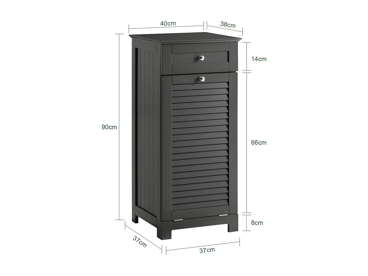 SoBuy Meuble Bas de Salle de Bain Armoire Toilette avec 1 Tiroir et 1 Panier à Linge, BZR73-DG