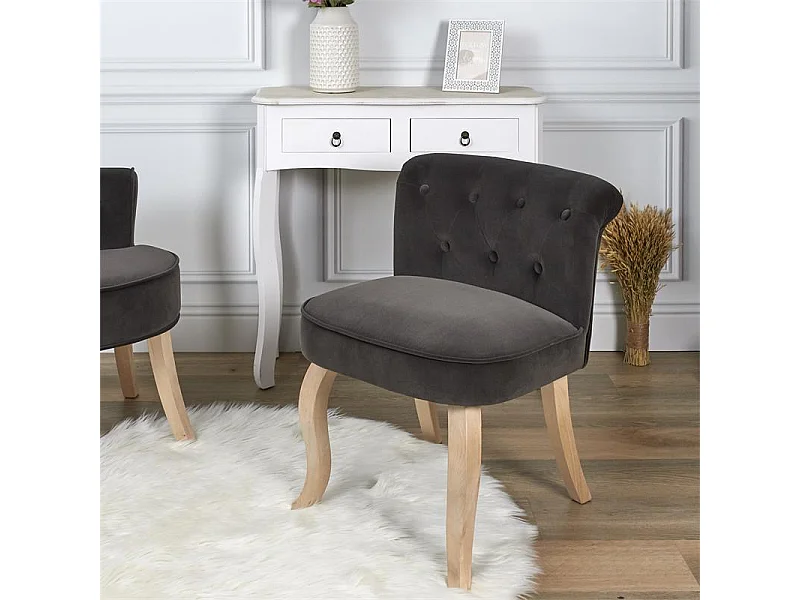 Fauteuil en Velours Design "Eleonor" 68cm Gris