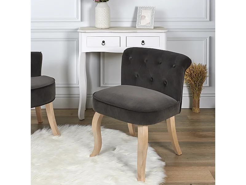 Fauteuil en Velours Design "Eleonor" 68cm Gris