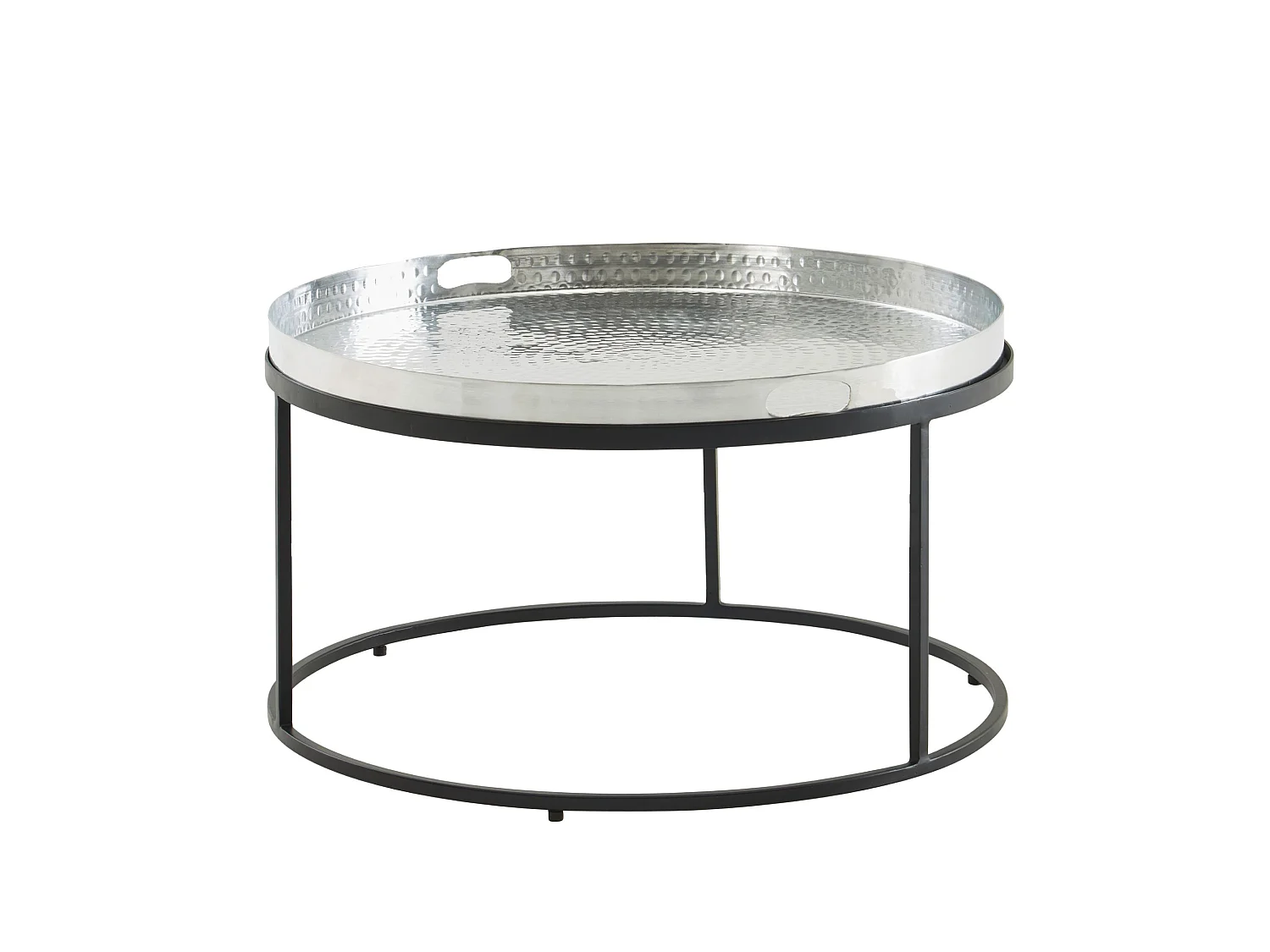Table Basse Ronde Métal 62x62x36cm Petite Table de Salon Moderne Martelé