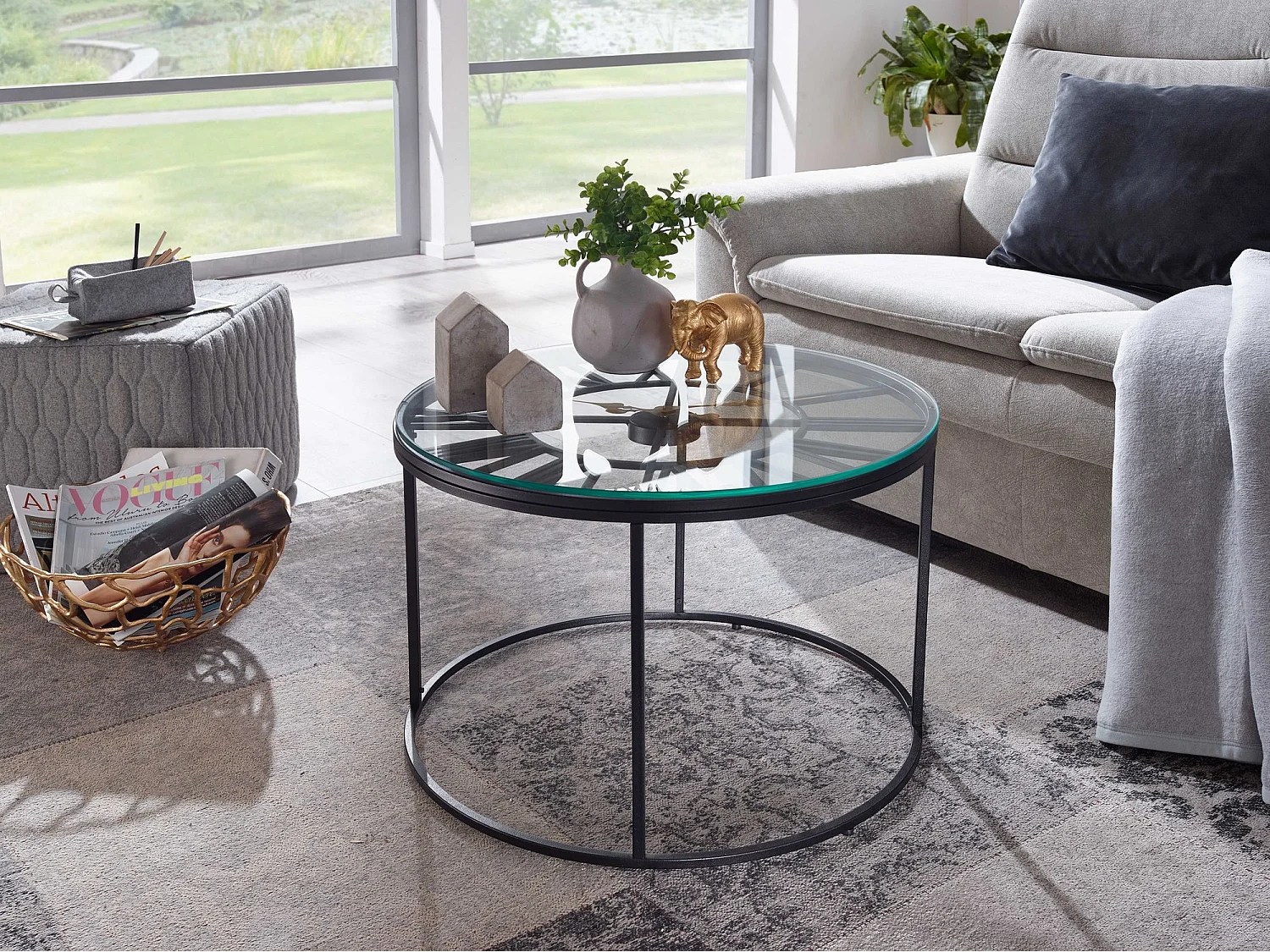 Couchtisch Sofatisch Glas Ø 60 cm Tisch Wohnzimmertisch Rund Modern