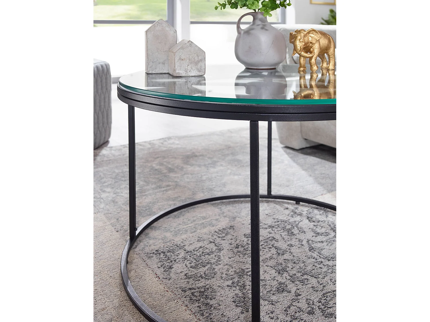 Couchtisch Sofatisch Glas Ø 60 cm Tisch Wohnzimmertisch Rund Modern