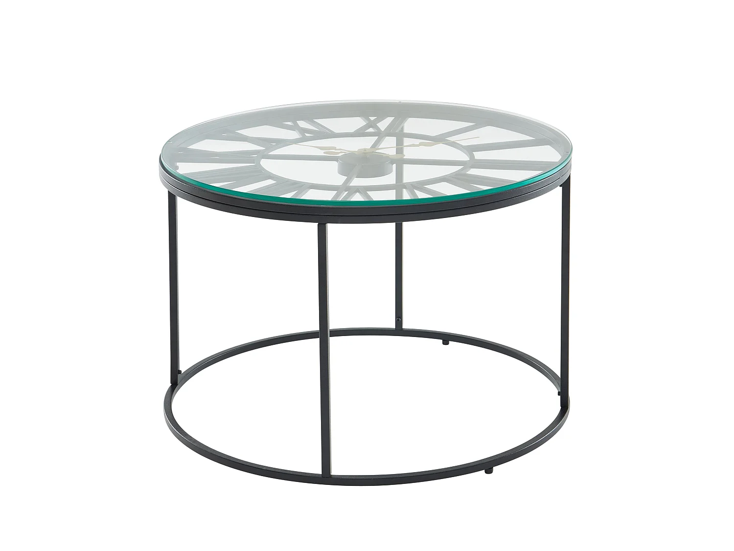 Table Basse Ronde Verre 60x60x43 cm Petite Table de Salon Moderne Métal