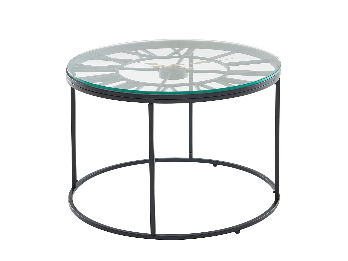 Table Basse Ronde Verre 60x60x43 cm Petite Table de Salon Moderne Métal