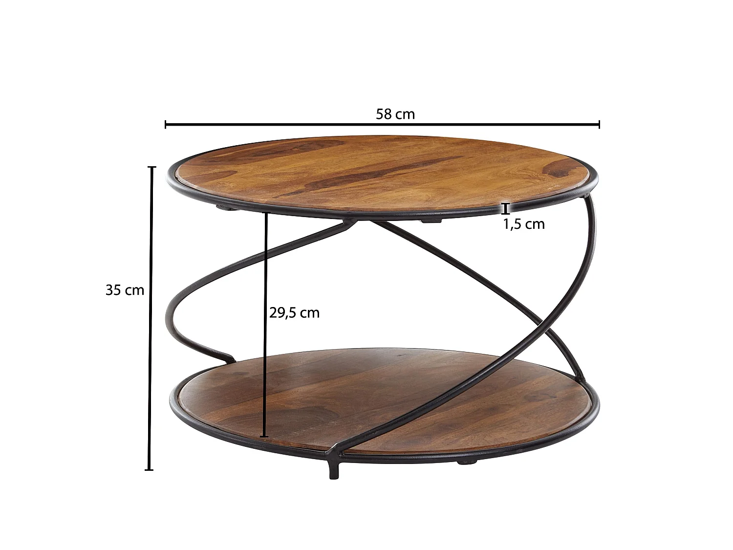 Table Basse Ronde Bois Massif 58x58x35 cm Petite Table de Salon Moderne