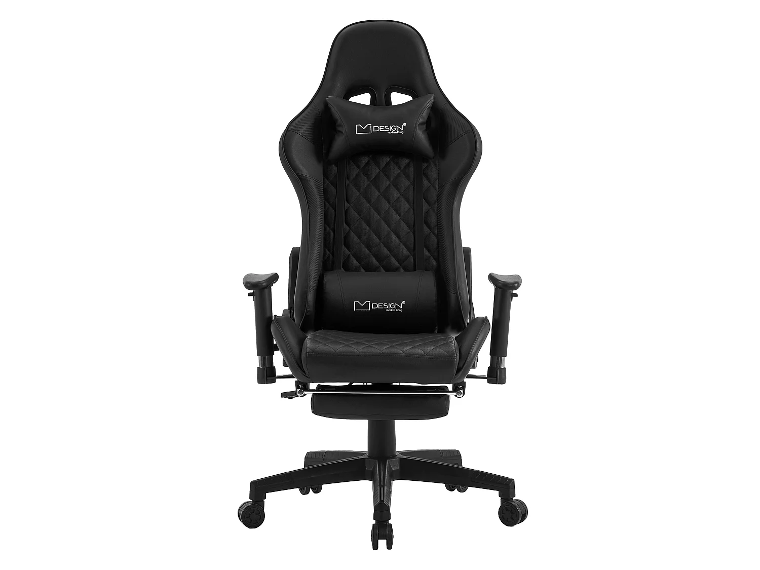 Chaise de jeu avec repose-pieds extensible 2D Accoudoir Noir en similicuir ML-Design