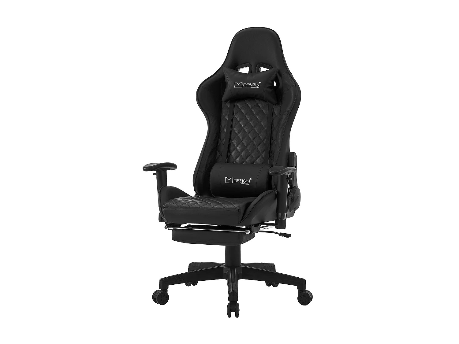 Chaise de jeu avec repose-pieds extensible 2D Accoudoir Noir en similicuir ML-Design