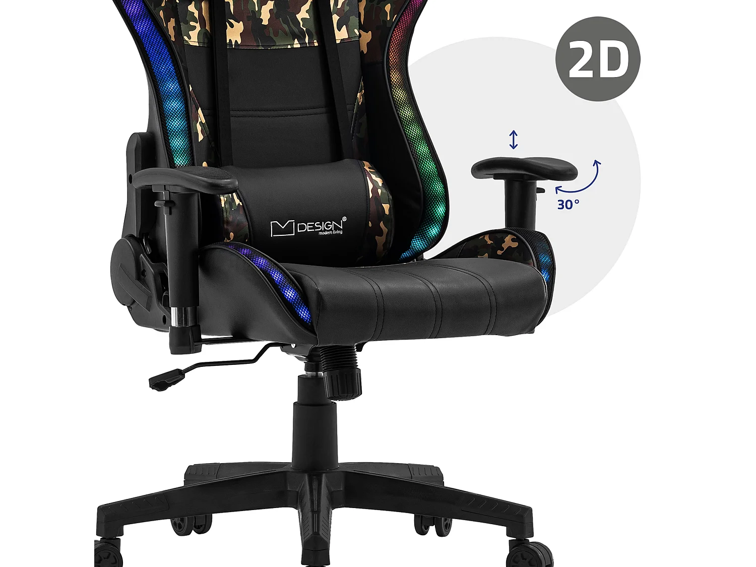 LED Gaming Silla Silla de escritorio Silla de oficina Silla giratoria Ajustable