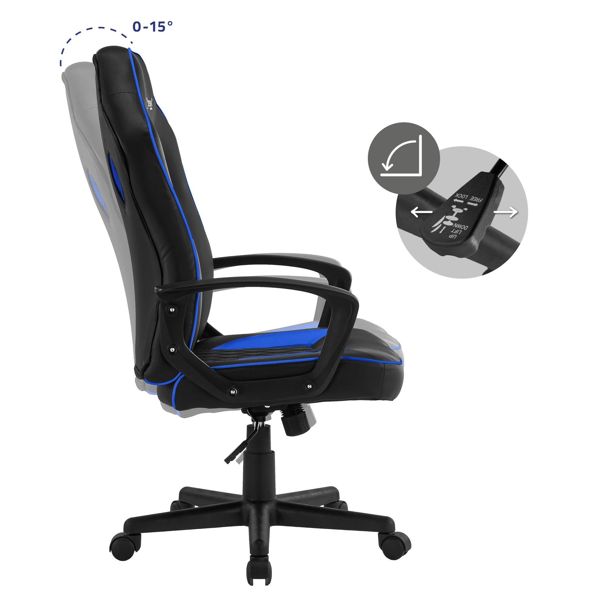 ML-Design Chaise de Gaming avec Repose-pieds, Bleu, Similicuir, Chaise de  Bureau Ergonomique avec Accoudoirs