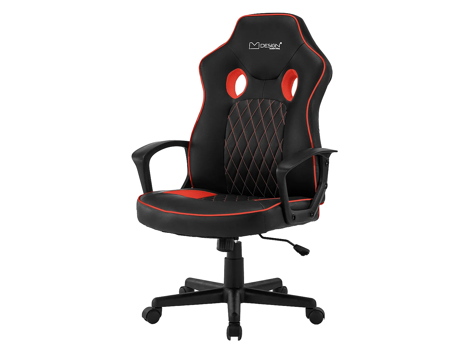Chaise de gamer avec fonction bascule assise large noir/rouge en similicuir ML-Design
