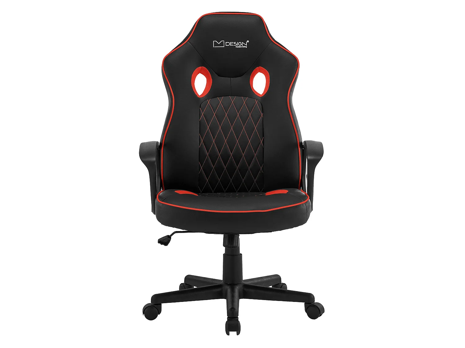 Chaise de gamer avec fonction bascule assise large noir/rouge en similicuir ML-Design