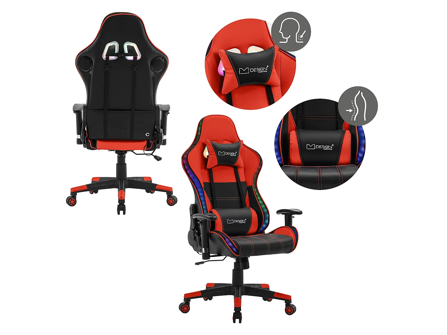 LED Gaming Silla Silla de escritorio Silla de oficina Silla giratoria Ajustable