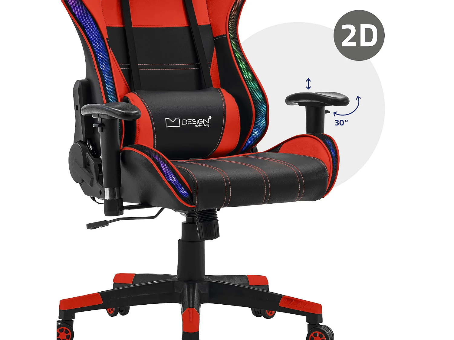 LED Gaming Silla Silla de escritorio Silla de oficina Silla giratoria Ajustable