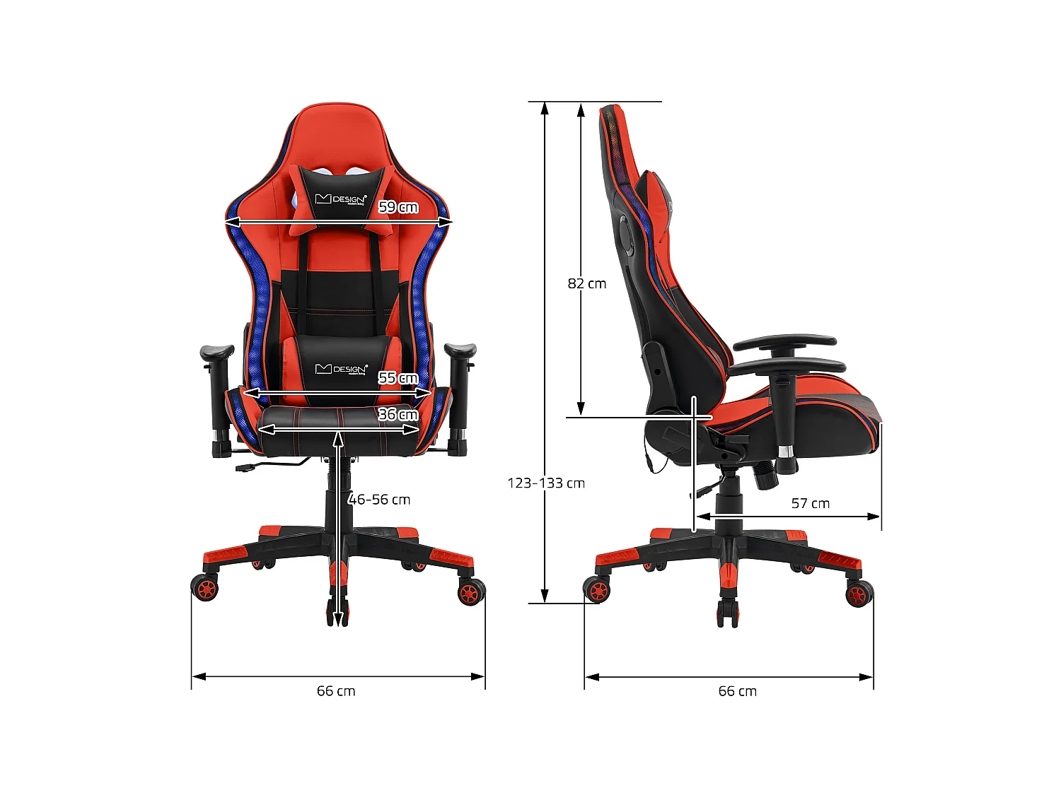 LED Gaming Silla Silla de escritorio Silla de oficina Silla giratoria Ajustable