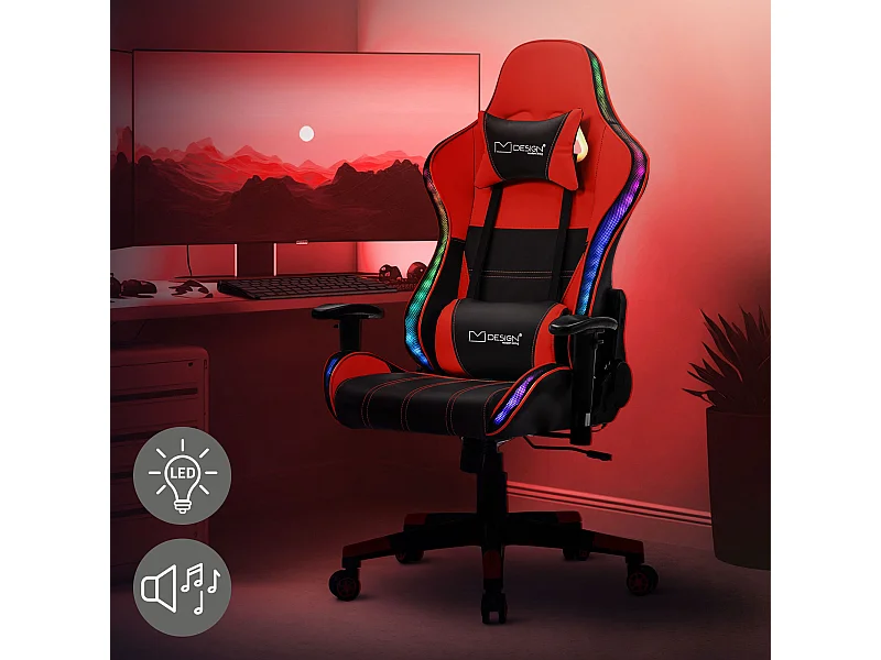 LED Gaming Silla Silla de escritorio Silla de oficina Silla giratoria Ajustable