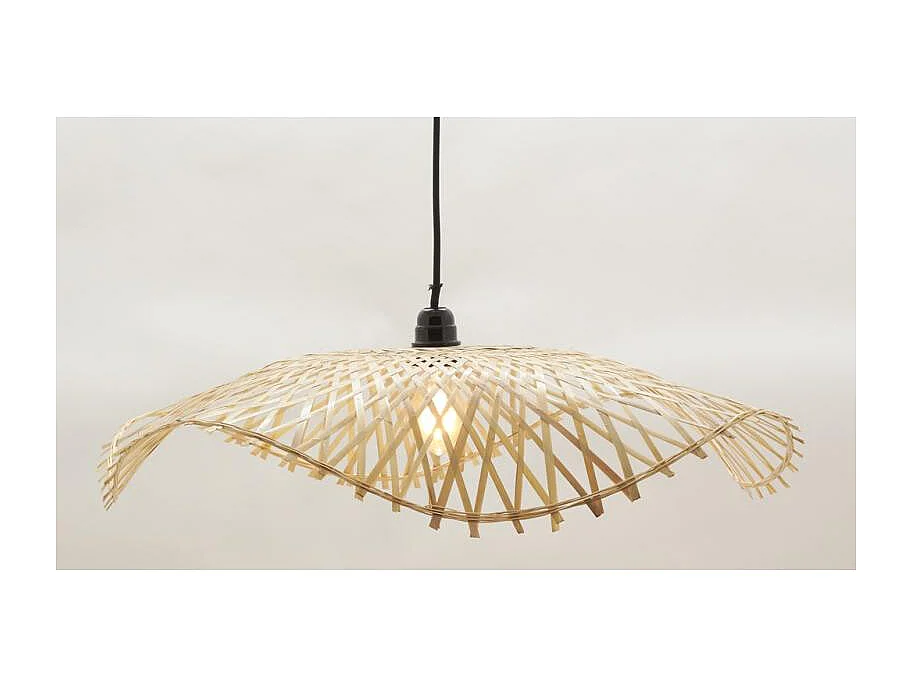Abat-jour pour suspension en bambou naturel Vague