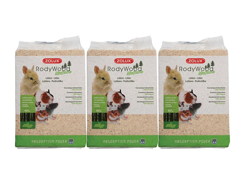 Litière naturelle Rodywood (Lot de 3)