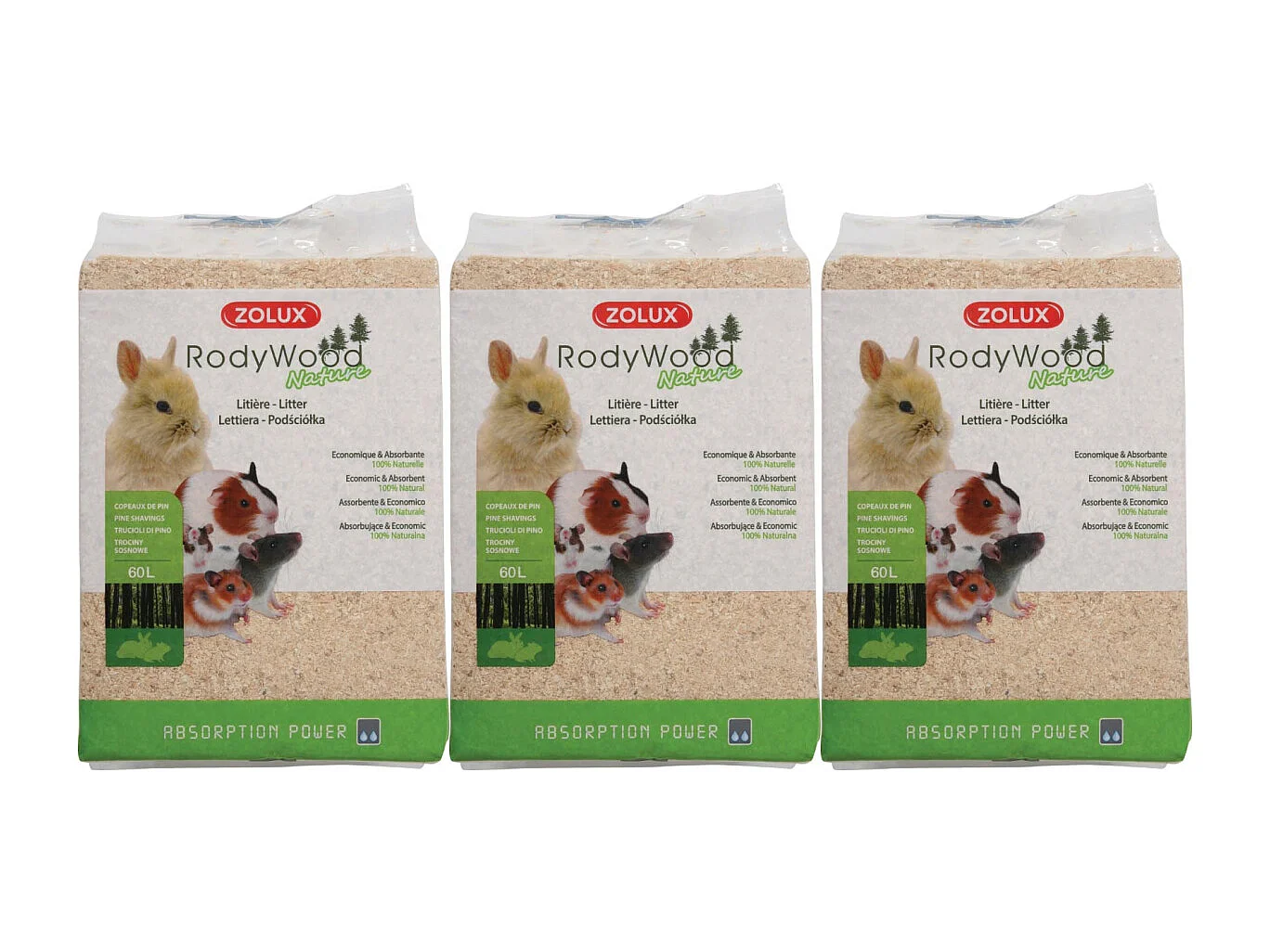 Litière naturelle Rodywood (Lot de 3)