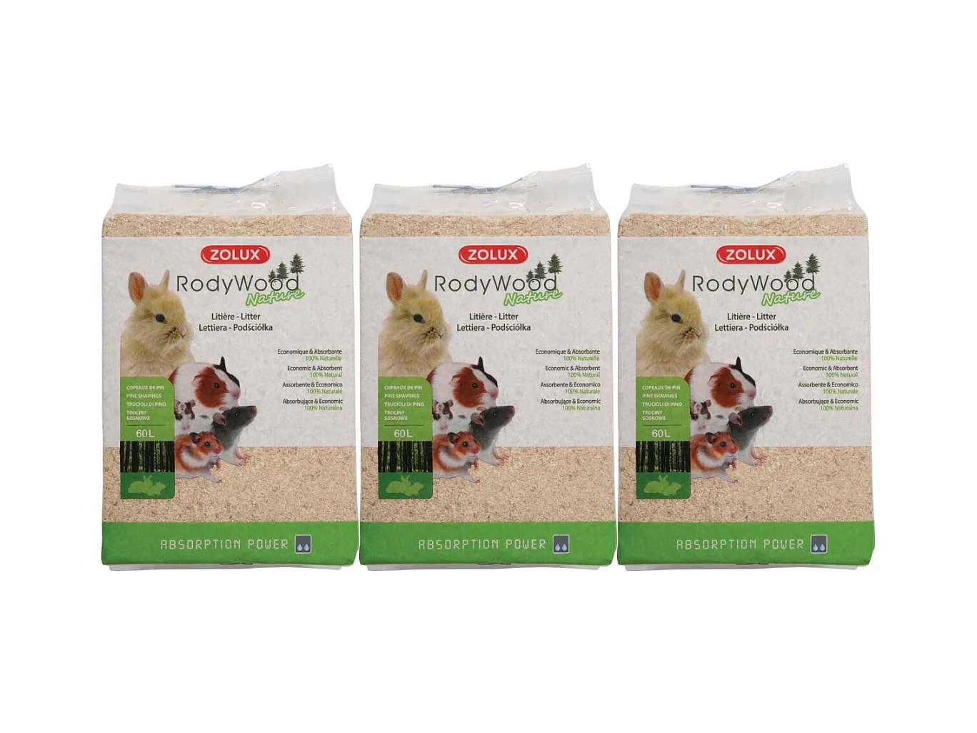 Litière naturelle Rodywood (Lot de 3)