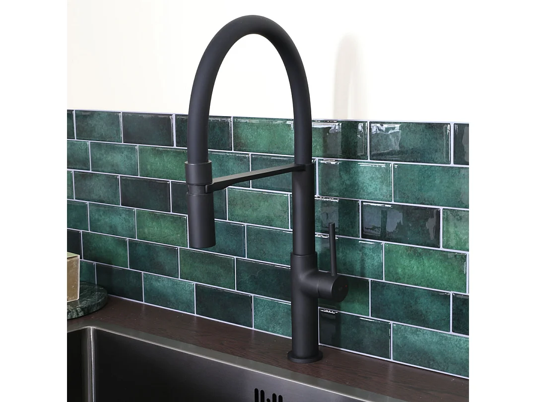 Magneto ééngreeps wastafelmengkraan met handdouche zwart - Essebagno