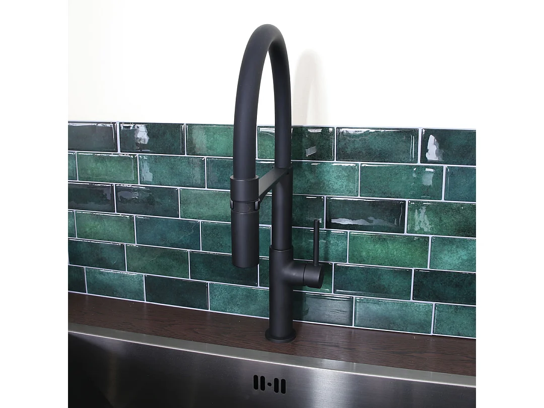 Magneto ééngreeps wastafelmengkraan met handdouche zwart - Essebagno